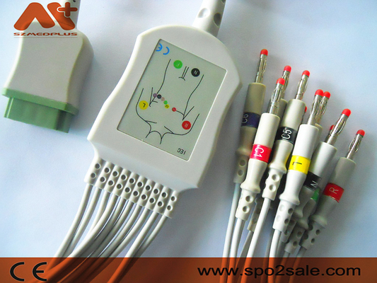 Кабель руководства EKG GE Marquette совместимый 10 для Cath-лаборатории, черточки, орла, лаборатории Mac, модуля PDM, СОЛНЕЧНОГО