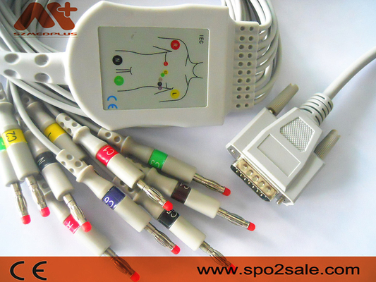 Carewell 1101 1103 бананов 4,0 провода Ecg кабель 15 Pin для Electrocardiograh
