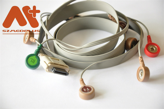 Кабель 10 BI ECG AHA водит щелчковые аппаратуры Holter H2111 биомедицинские