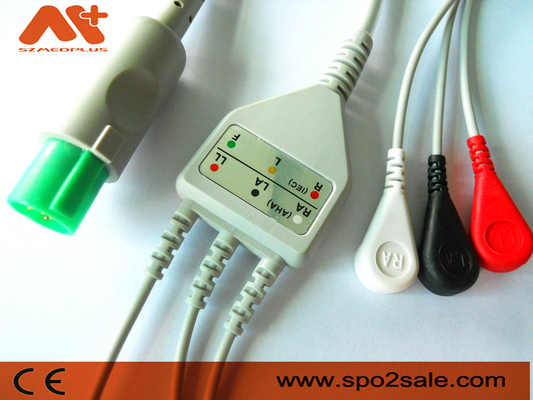Кнопка 3 руководств Hellige совместимая Непосредственн-соединяет кабель ECG - 303-442-99