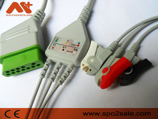 Монитор 12 Pin терпеливый привязывает кабель Ecg Nihon Kohden зажима 3 руководств